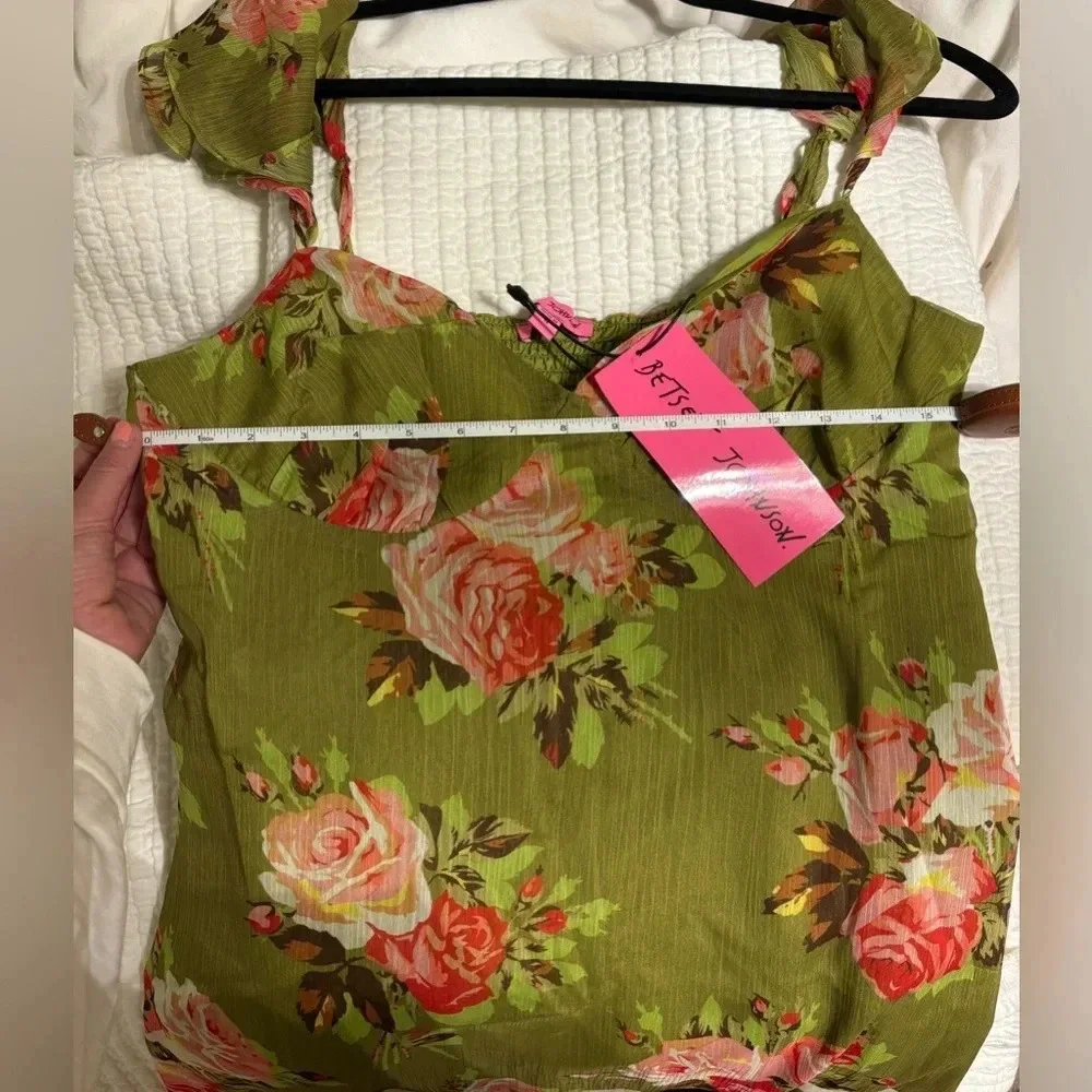 Betsey Johnson Bouquet Bounty Floral Green Dress NWT - Picture 7 of 8